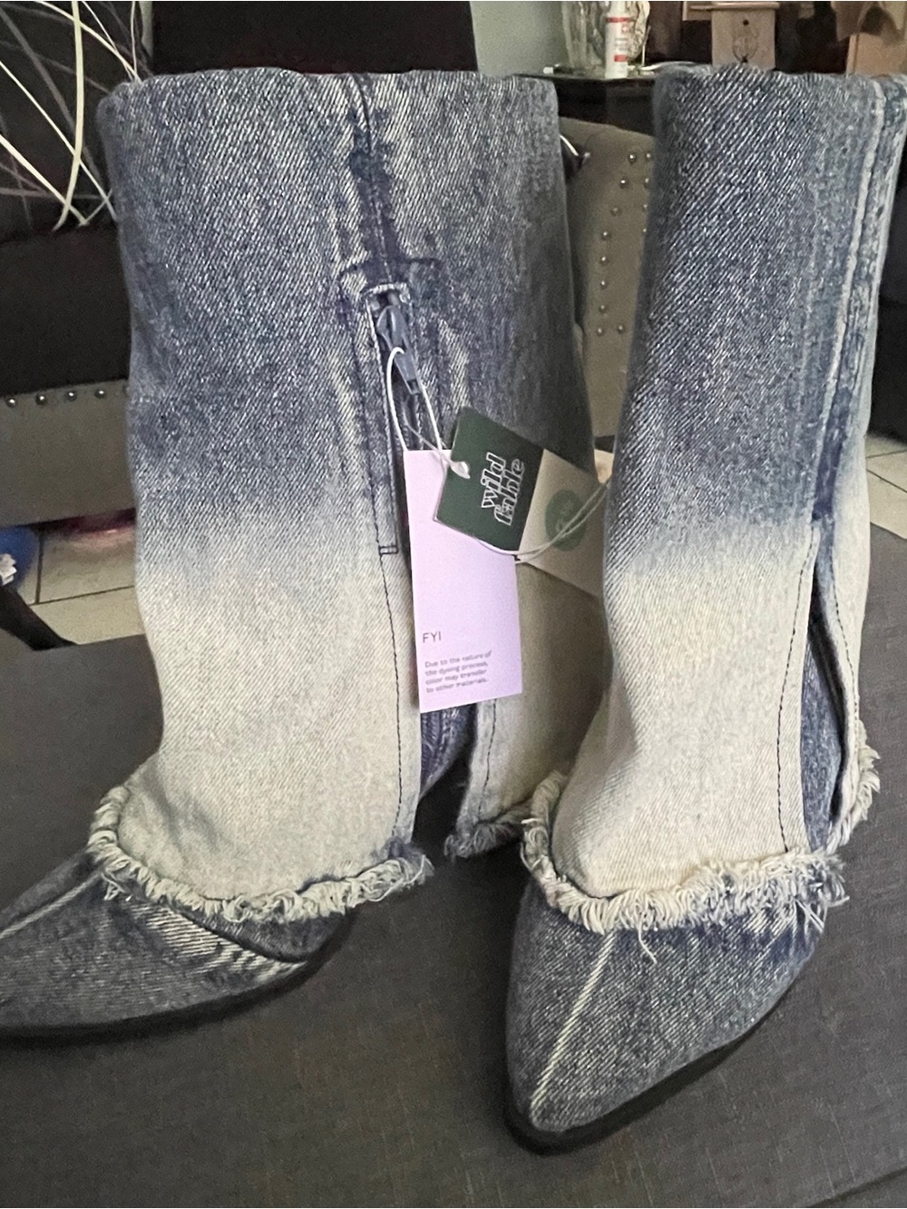 wild fable Ombre Denim Pointed Ankle Boots - Blue & Light Blue